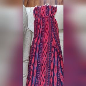 Strapless red maxi dress size XS